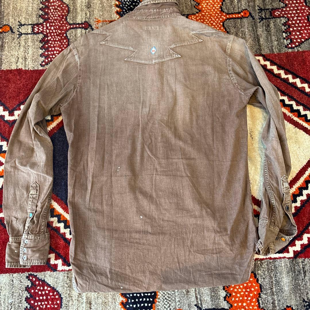 キャピタル　KAPITAL ブラウン 鳥刺繍 長袖シャツ