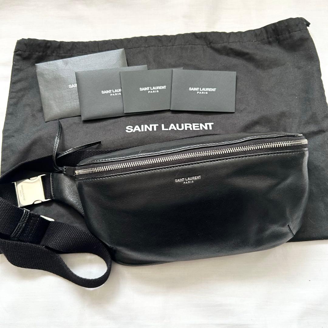■極美品■サンローラン　ボディバッグ　ラムスキン　ブラック　レザー　シティ