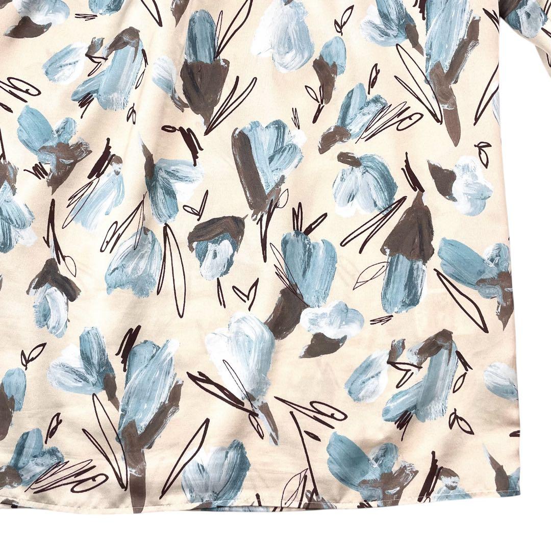 美品 トゥモローランド 近年 ブーゲンビリアプリント ボウタイギャザーブラウス