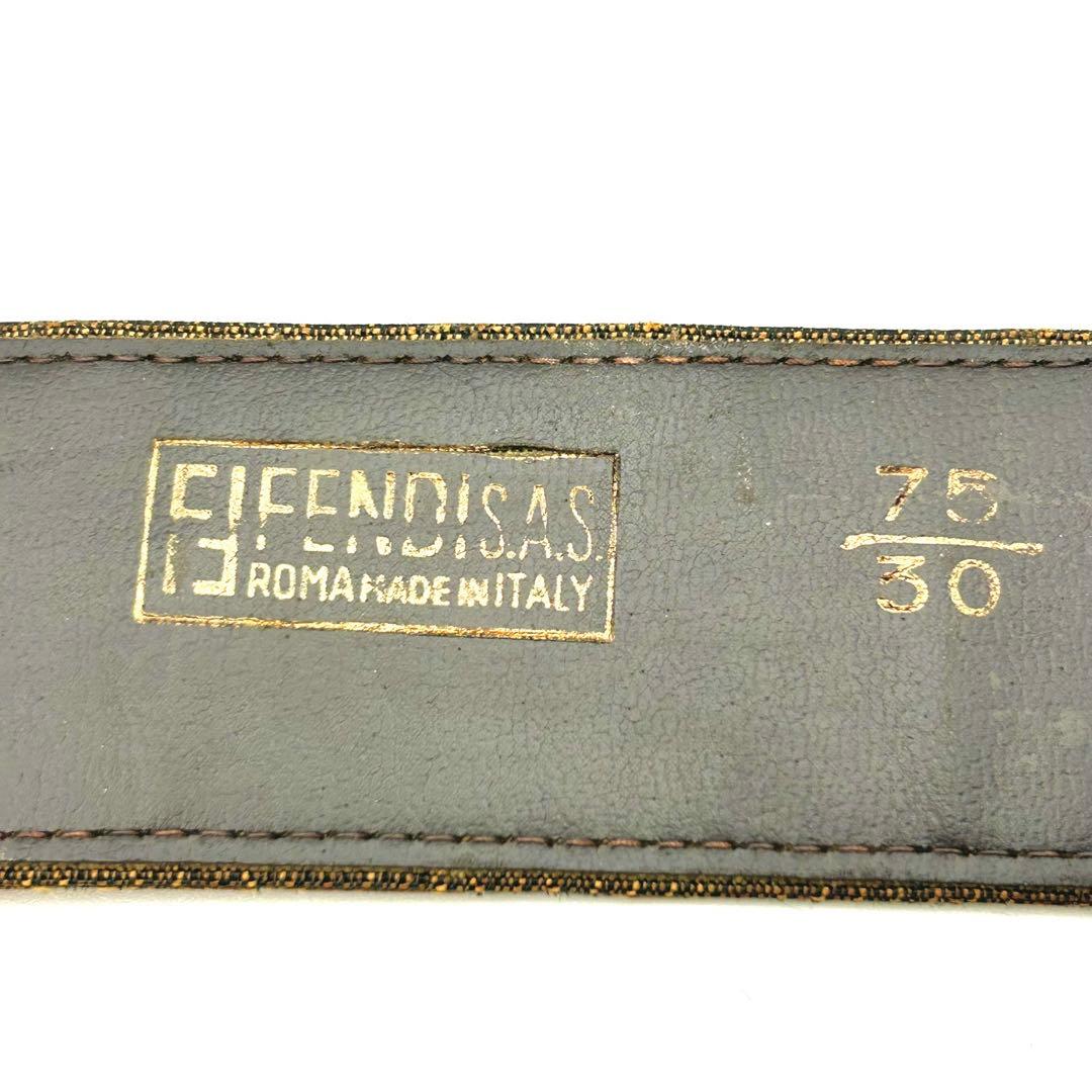 【美品】FENDI ズッカ柄 FFロゴ バックル ベルト ブラウン キャンバス