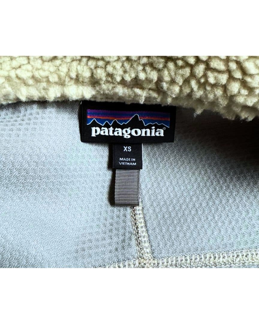 patagonia フリースベスト XS アイボリー/オレンジ