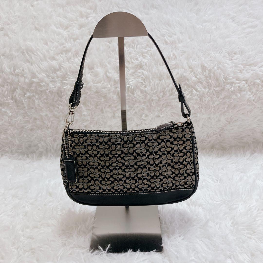 COACH アクセサリーポーチ ミニバッグ シグネチャー ネイビー