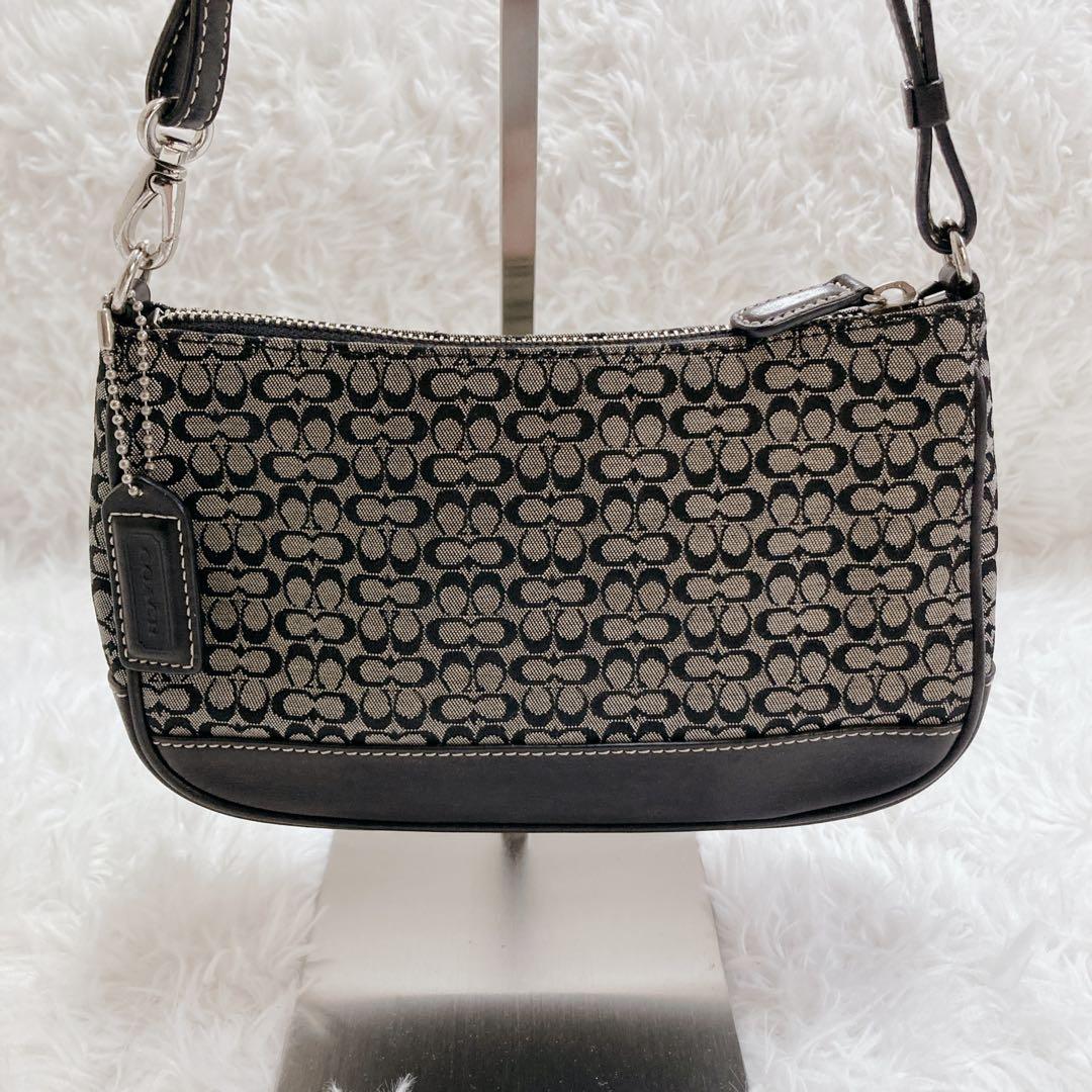 COACH アクセサリーポーチ ミニバッグ シグネチャー ネイビー