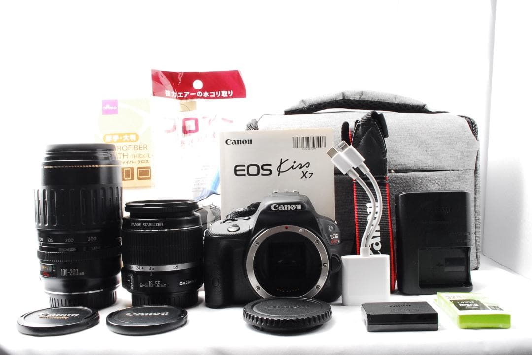 キャノン kiss X7⭐ダブルレンズセット⭐超望遠レンズ⭐カメラバッグ付