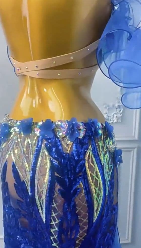 ベリーダンス衣装 ブラベルトスカートセット ブルー 青 オーダーメイド