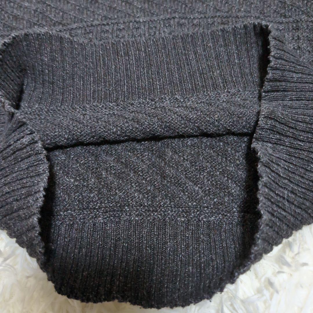 RRLダブルアールエルブラックインディゴ コットンケーブル編みロールネックニット