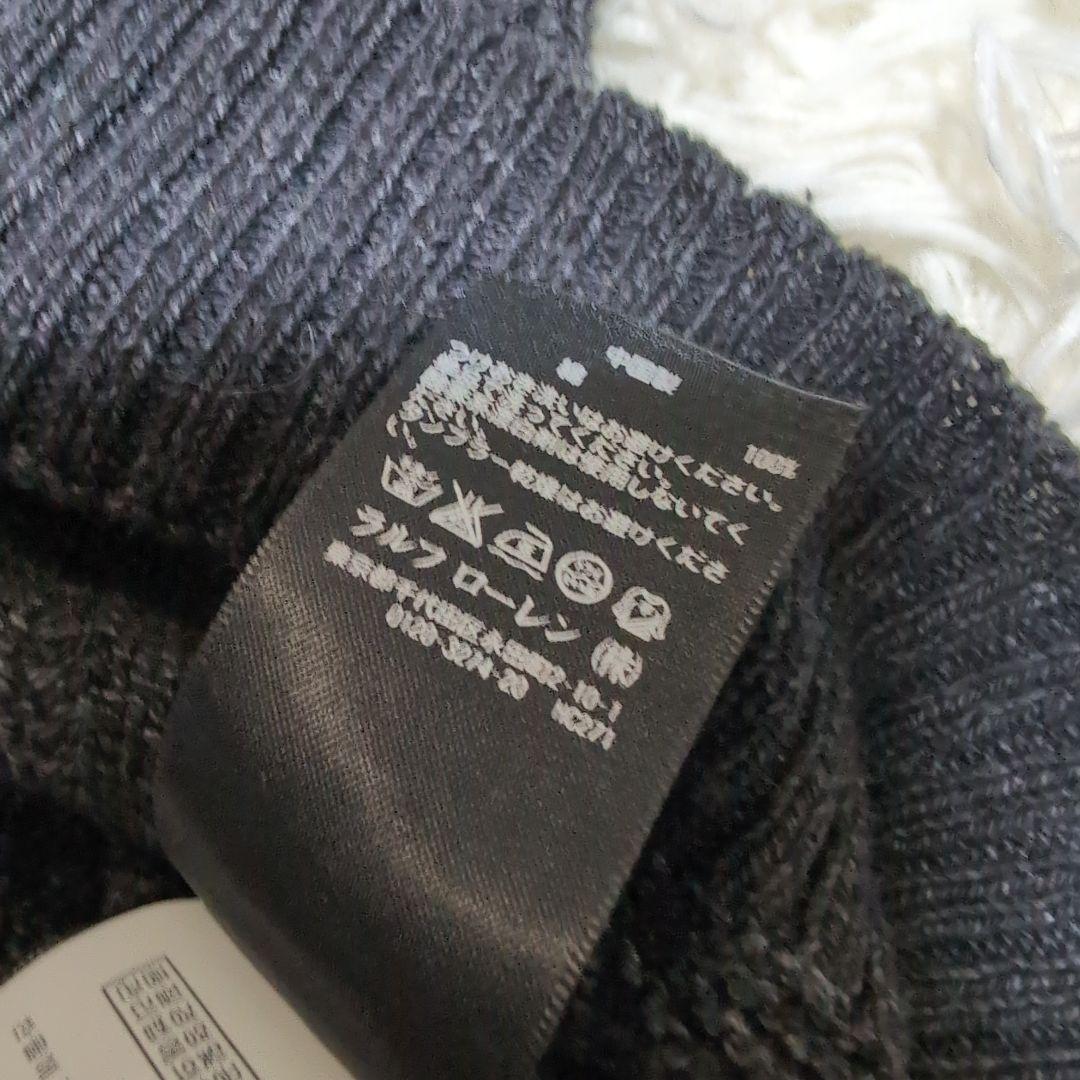 RRLダブルアールエルブラックインディゴ コットンケーブル編みロールネックニット