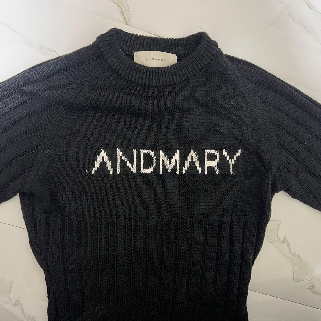 トップス Mary logo knit tops black andmary