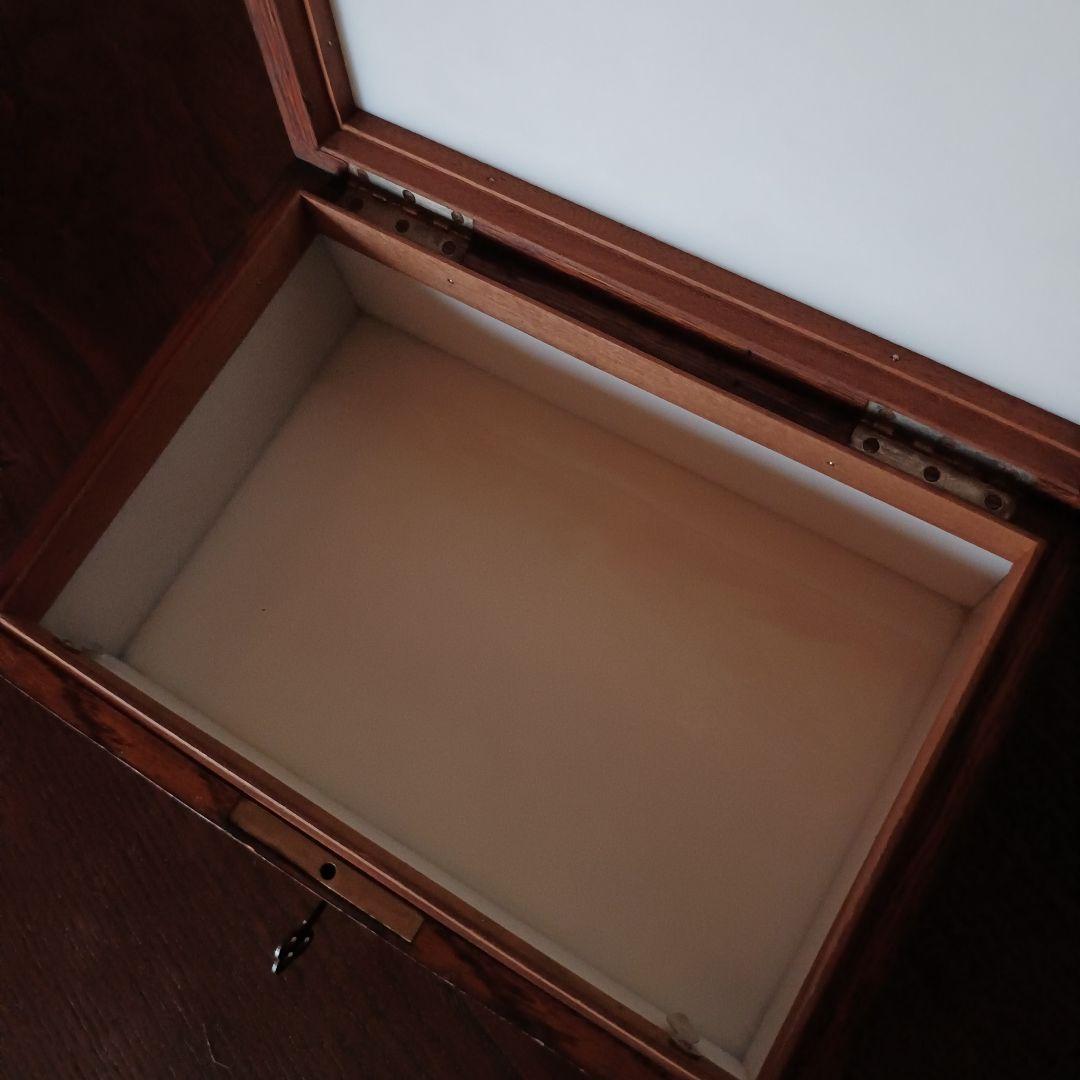 【希少】乳白ガラスとオークの木目の美しい収納ケース ウッドボックス 古道具