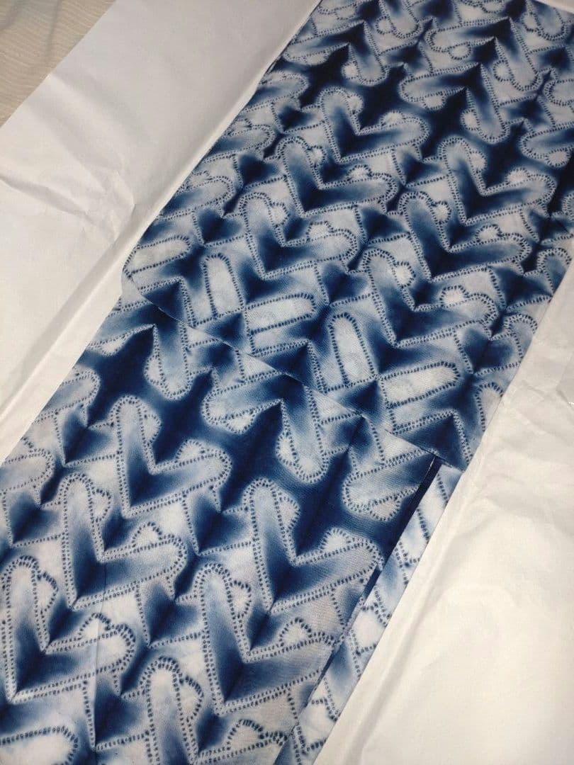 新品未使用　浴衣　有松鳴海絞り　藍染　板締め　綿100%　夏着物