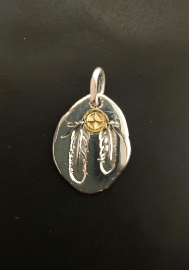 フェザーペンダントトップ シルバー925 ゴールドK18 ハンドメイド Act.