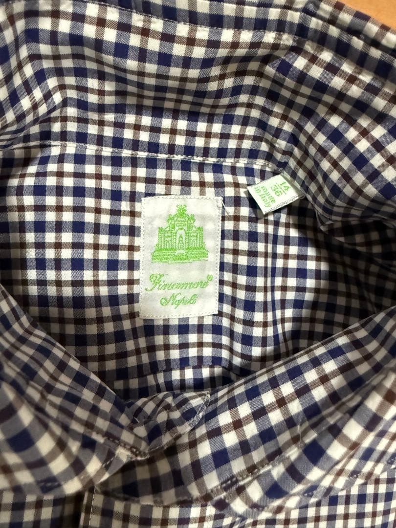 「専用」Finamore フィナモレ コットン チェック ネイビーベース 36