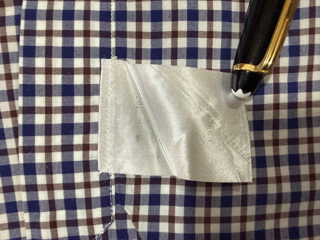 「専用」Finamore フィナモレ コットン チェック ネイビーベース 36