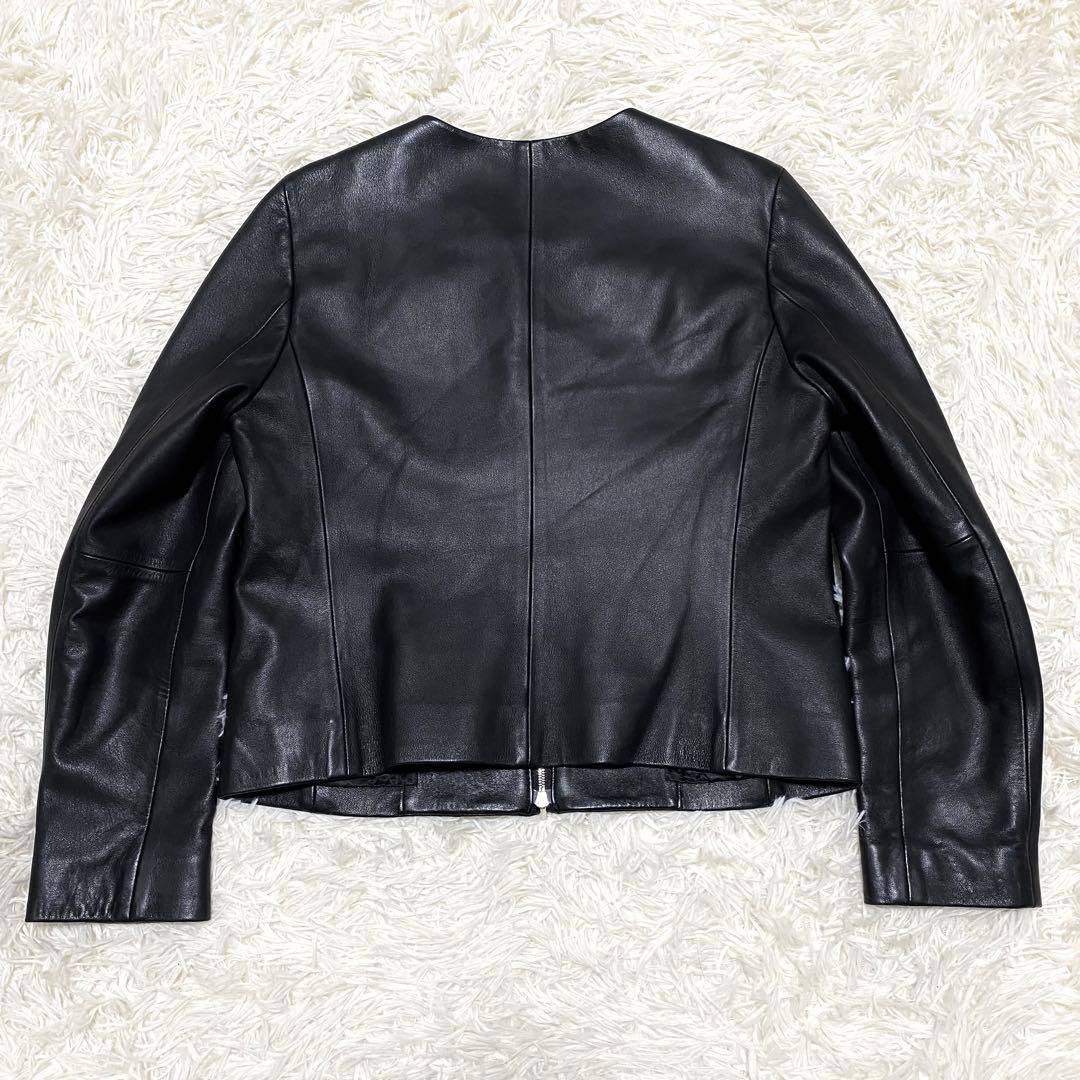 麻里 美品 ボールジィ ノーカラージャケット 羊革