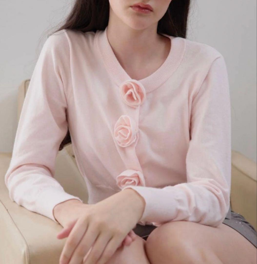 Treat Ürself ローズモチーフカーディガン ピンク