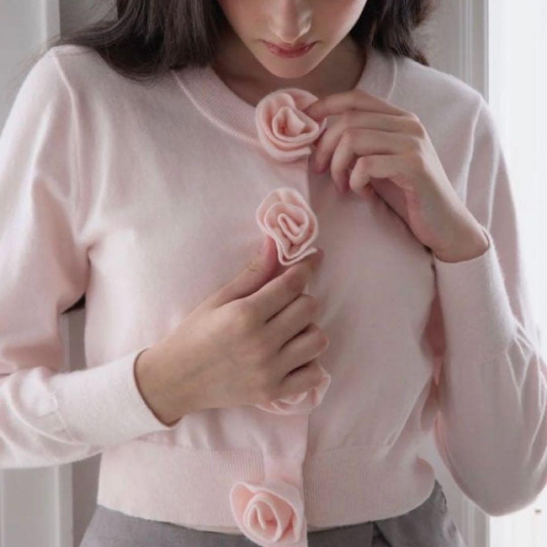 Treat Ürself ローズモチーフカーディガン ピンク