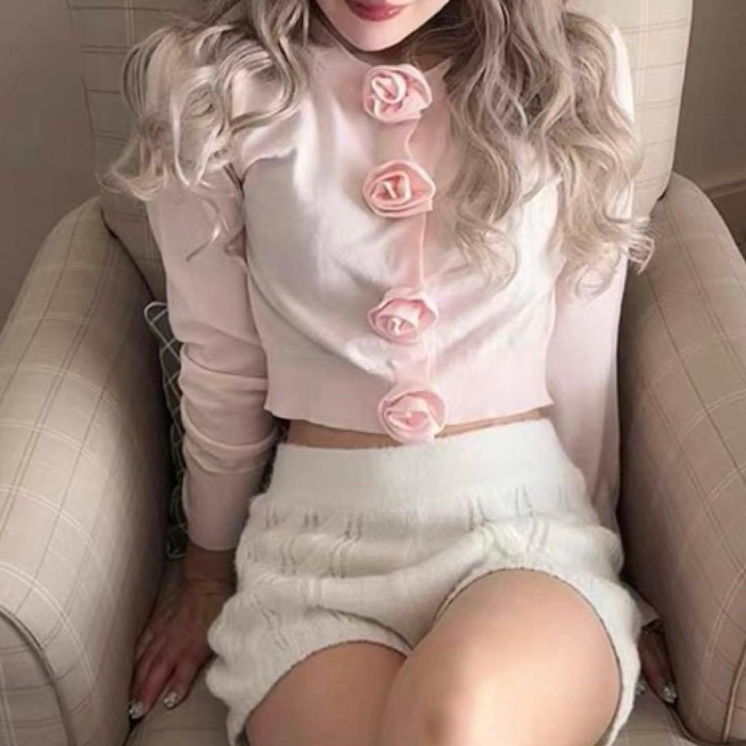 Treat Ürself ローズモチーフカーディガン ピンク