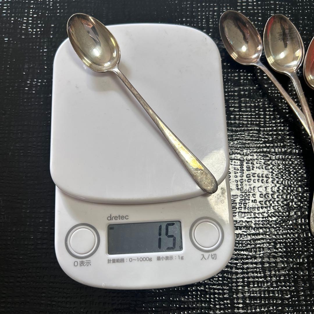 大阪丹金製◆⑤純銀製スプーン6本セット　昭和レトロ　アンティーク