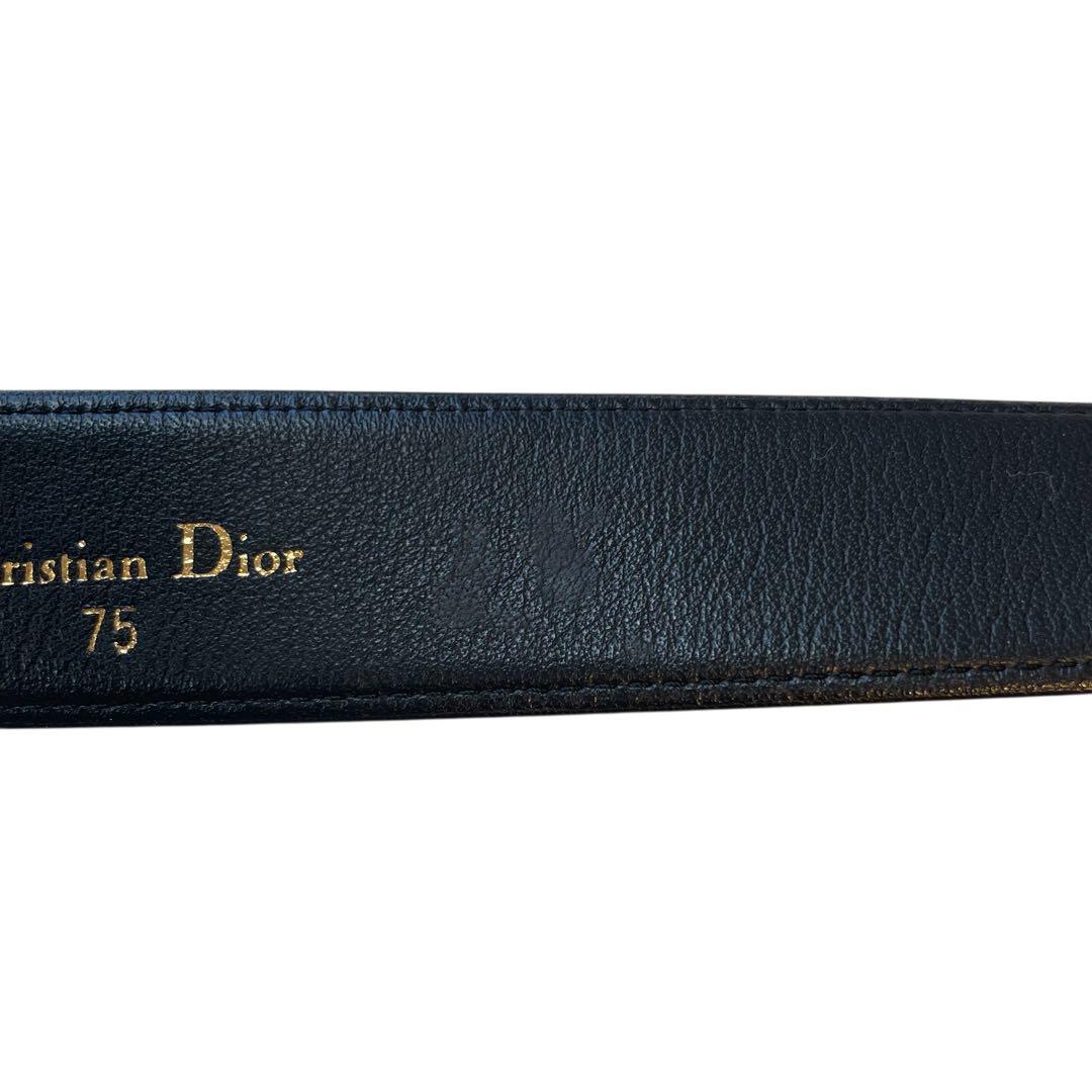 良品 クリスチャンディオール Dバックル ベルト ブラック 75
