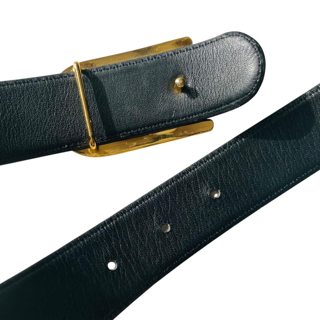 良品 クリスチャンディオール Dバックル ベルト ブラック 75