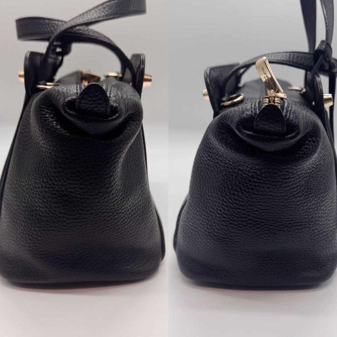 ペッレモルビダ ヴェーラ 2way ショルダーバッグ レザー シボ革 ロゴ 黒