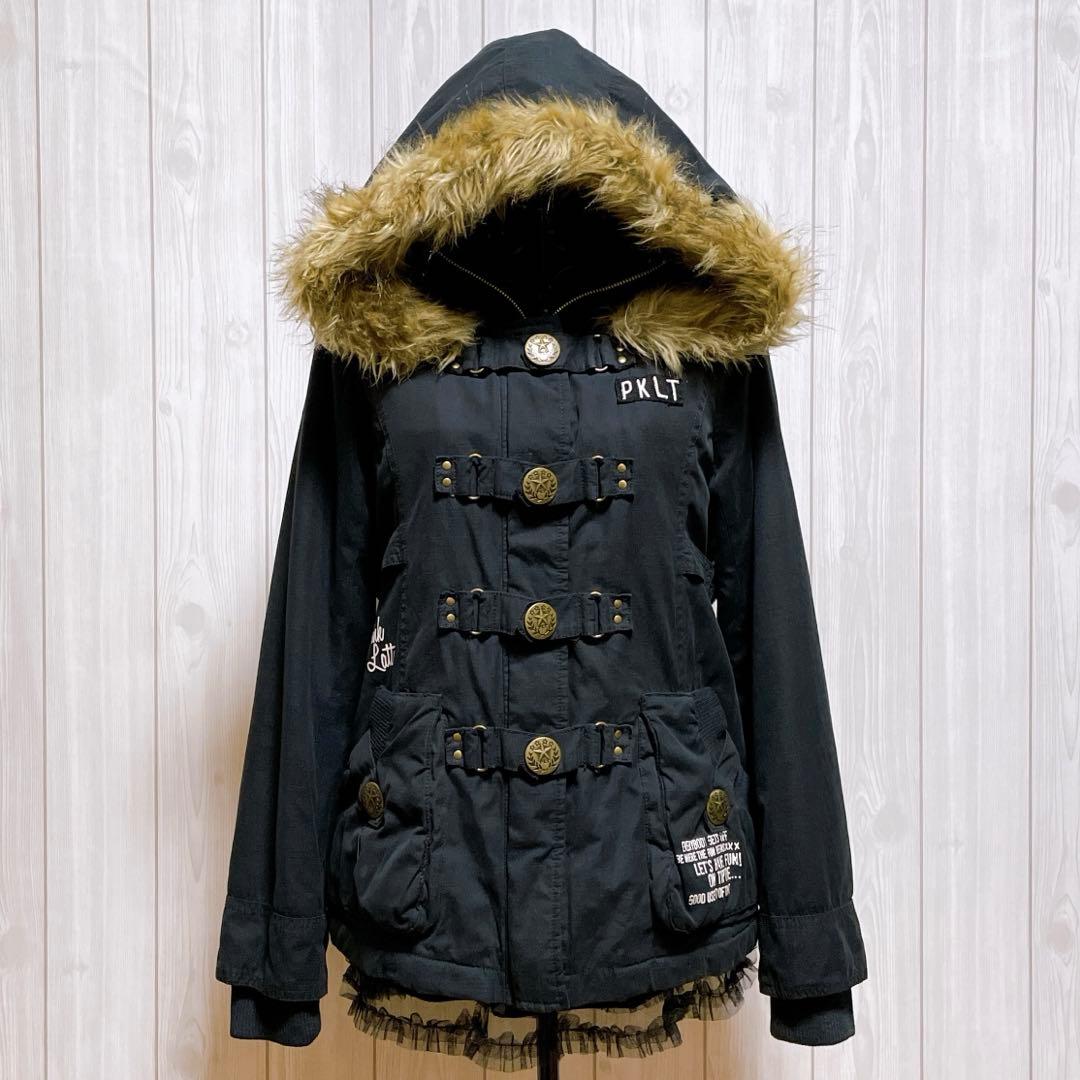 モッズコート ファー 黒 平成ギャル y2k グランジ ミリタリー d.i.a系