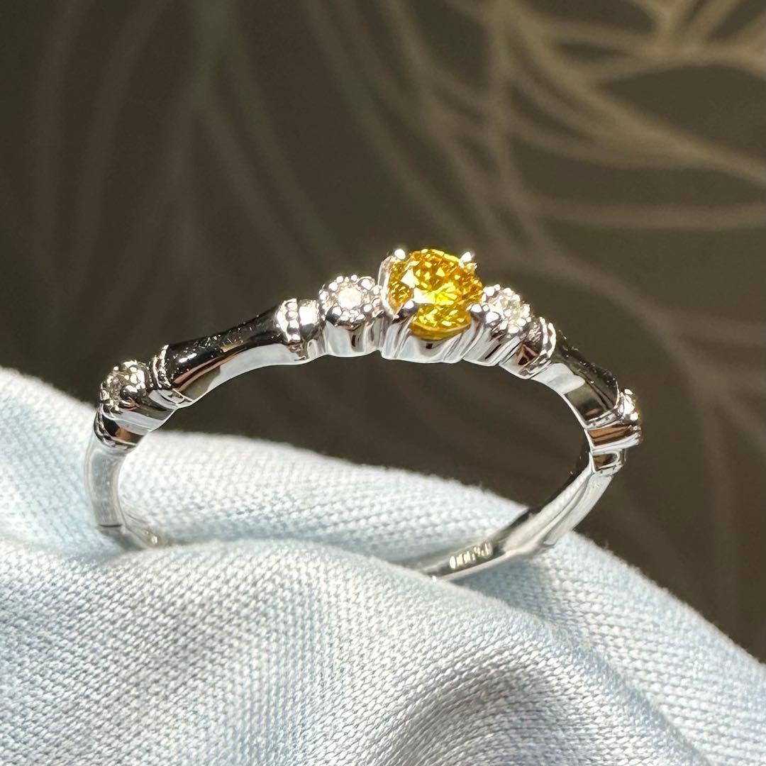 PT900 イエローダイヤモンド リング