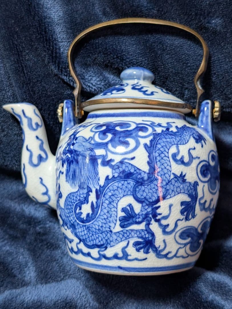 優*希様 中国古美術 大清順治年製 古染付 雲龍文水注 急須 骨董 中国南京焼