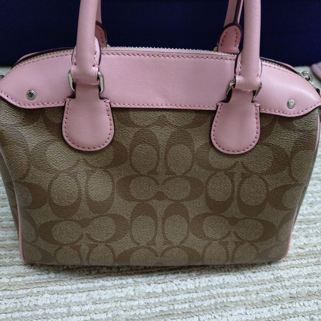 コーチ　COACH ミニボストンバッグ　ピンク　シグネチャー