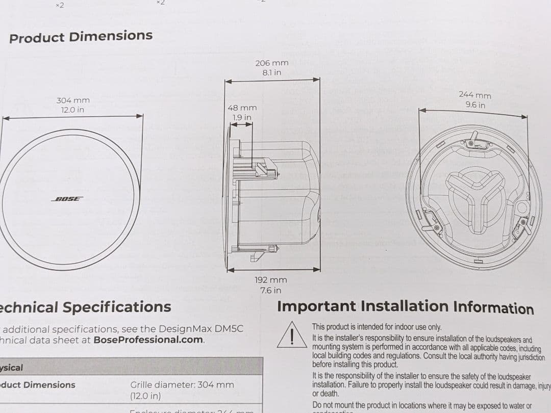 BOSE DesignMax DM5C 天井埋込型スピーカー　未使用(ペア)