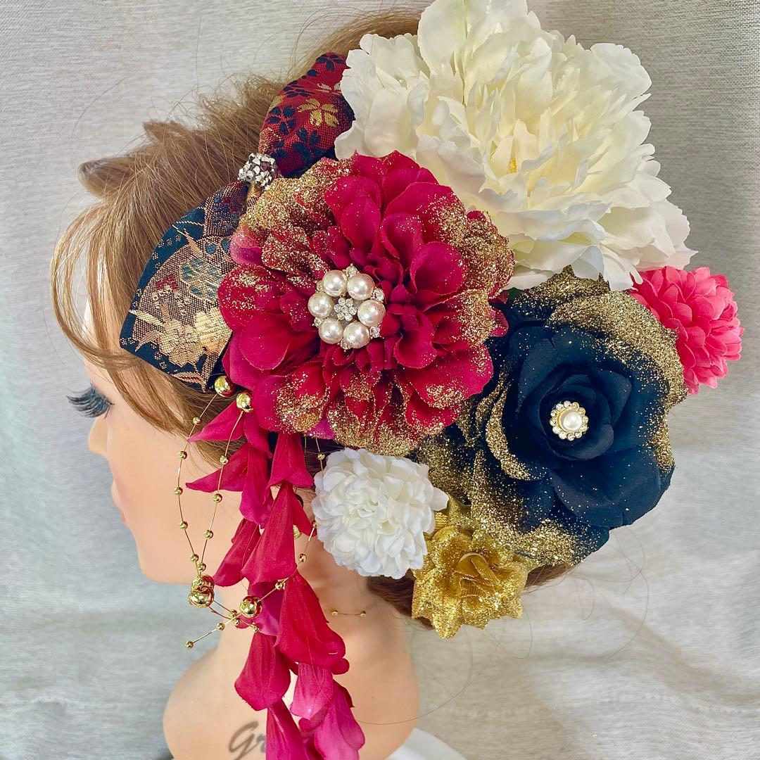 ピンク　和装髪飾り　振袖髪飾り　成人式髪飾り　色打掛髪飾り　結婚式髪飾り