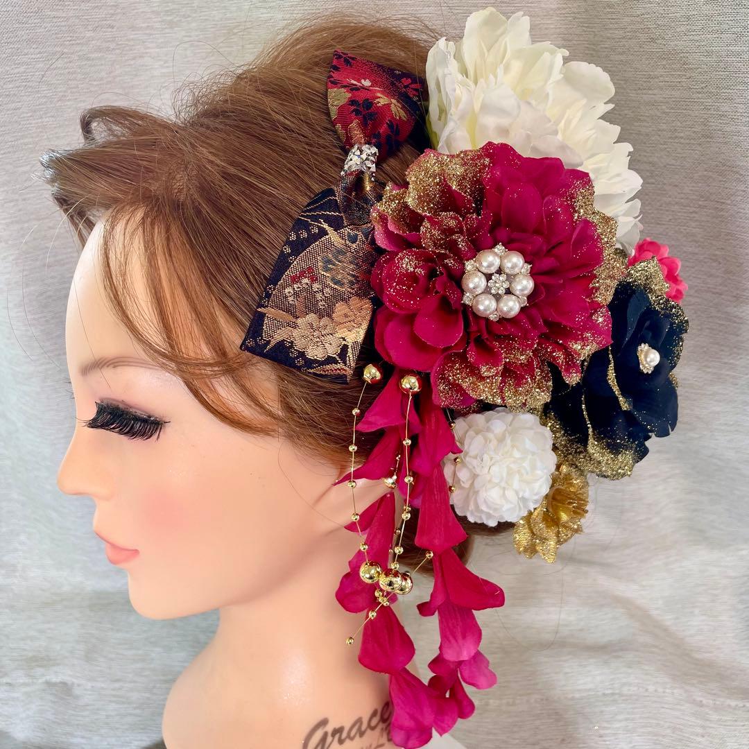 ピンク　和装髪飾り　振袖髪飾り　成人式髪飾り　色打掛髪飾り　結婚式髪飾り