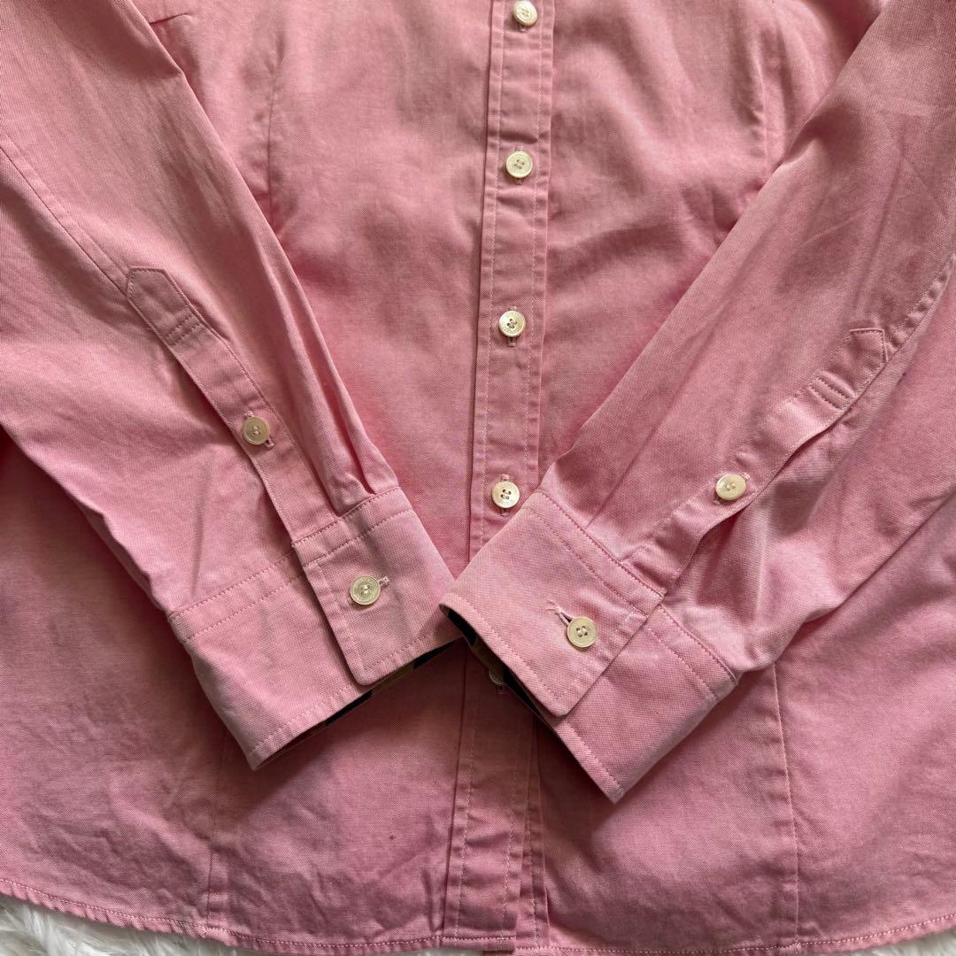 美品 BURBERRY バーバリー コットンシャツ ピンク ノバチェック 46