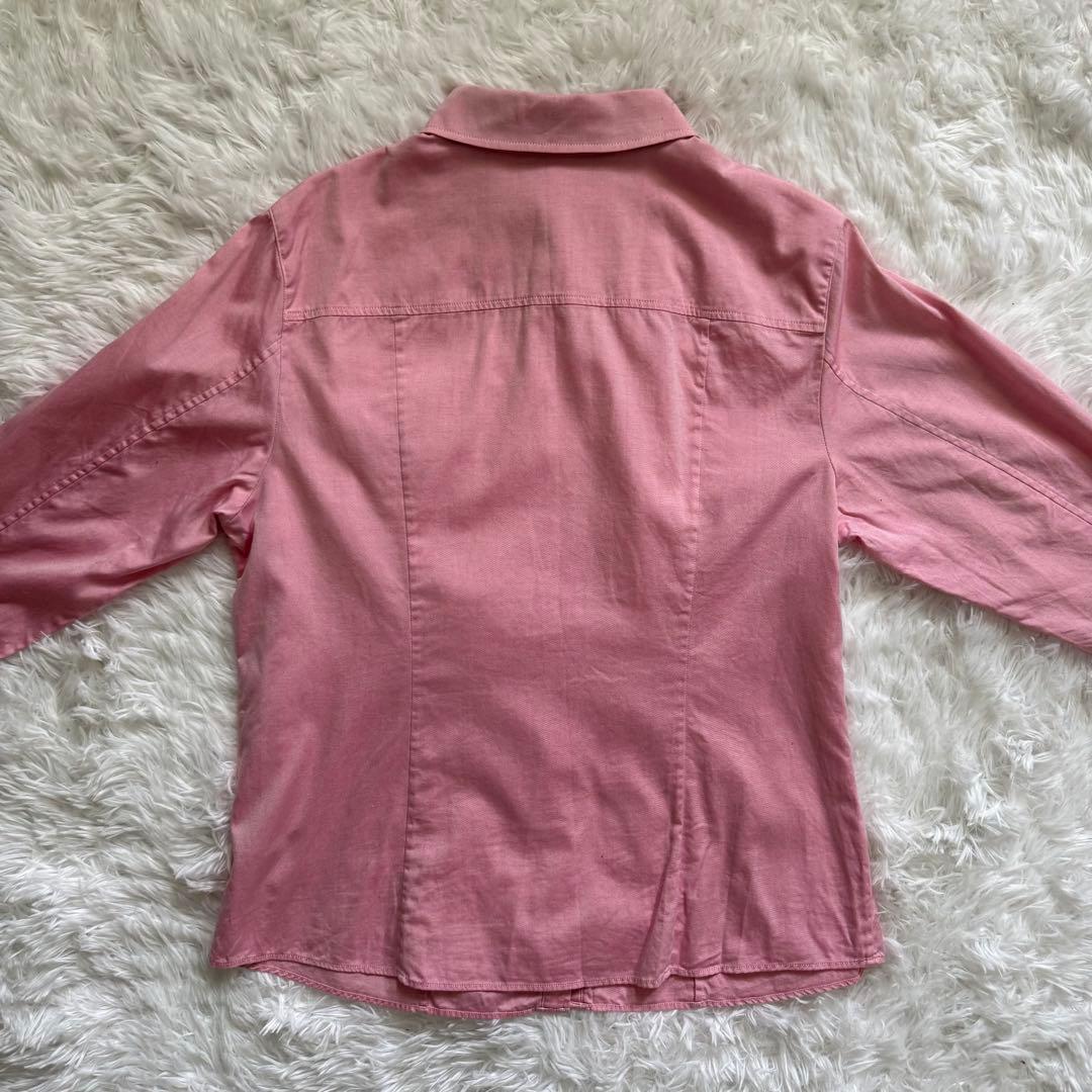 美品 BURBERRY バーバリー コットンシャツ ピンク ノバチェック 46
