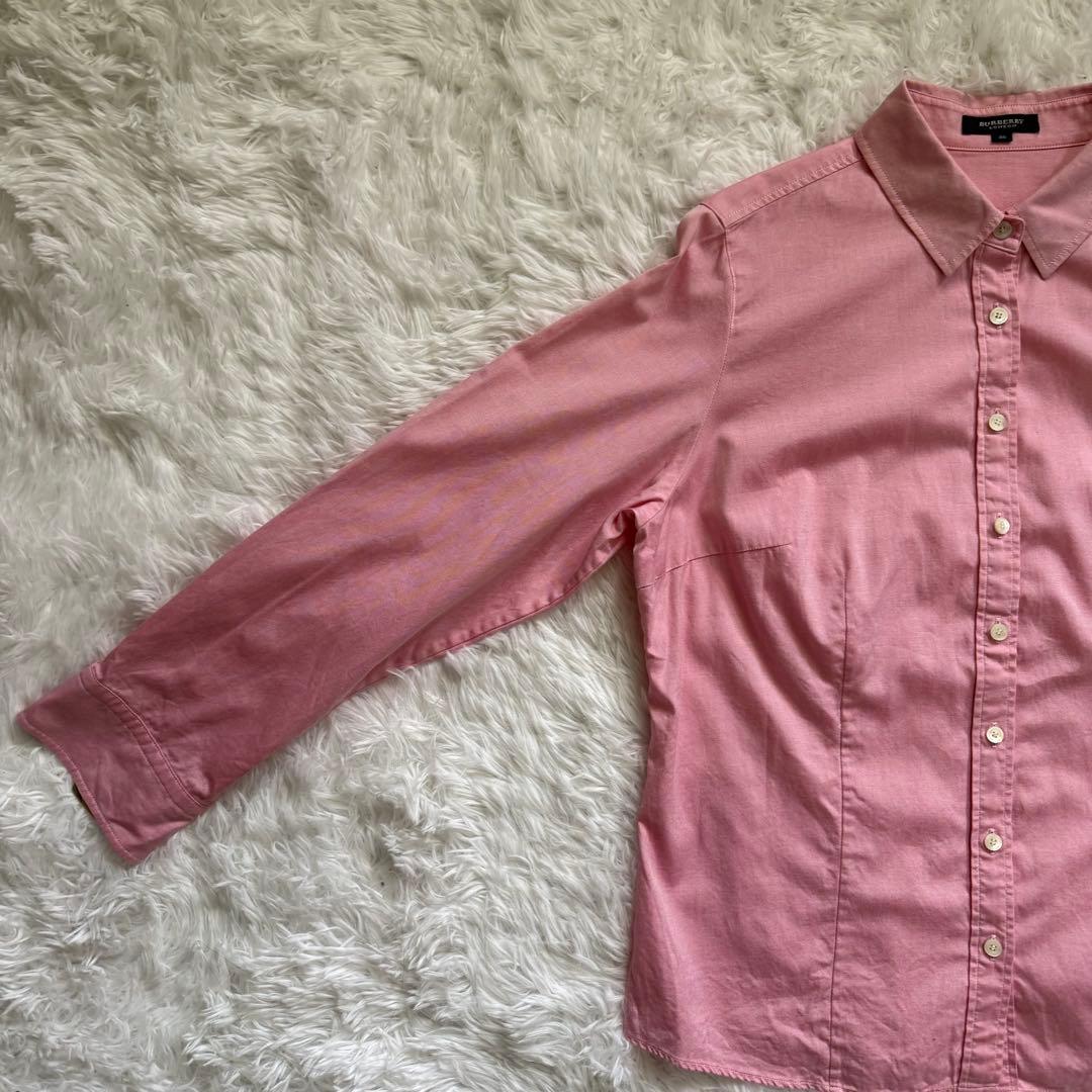 美品 BURBERRY バーバリー コットンシャツ ピンク ノバチェック 46