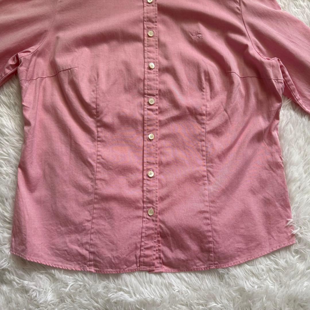 美品 BURBERRY バーバリー コットンシャツ ピンク ノバチェック 46