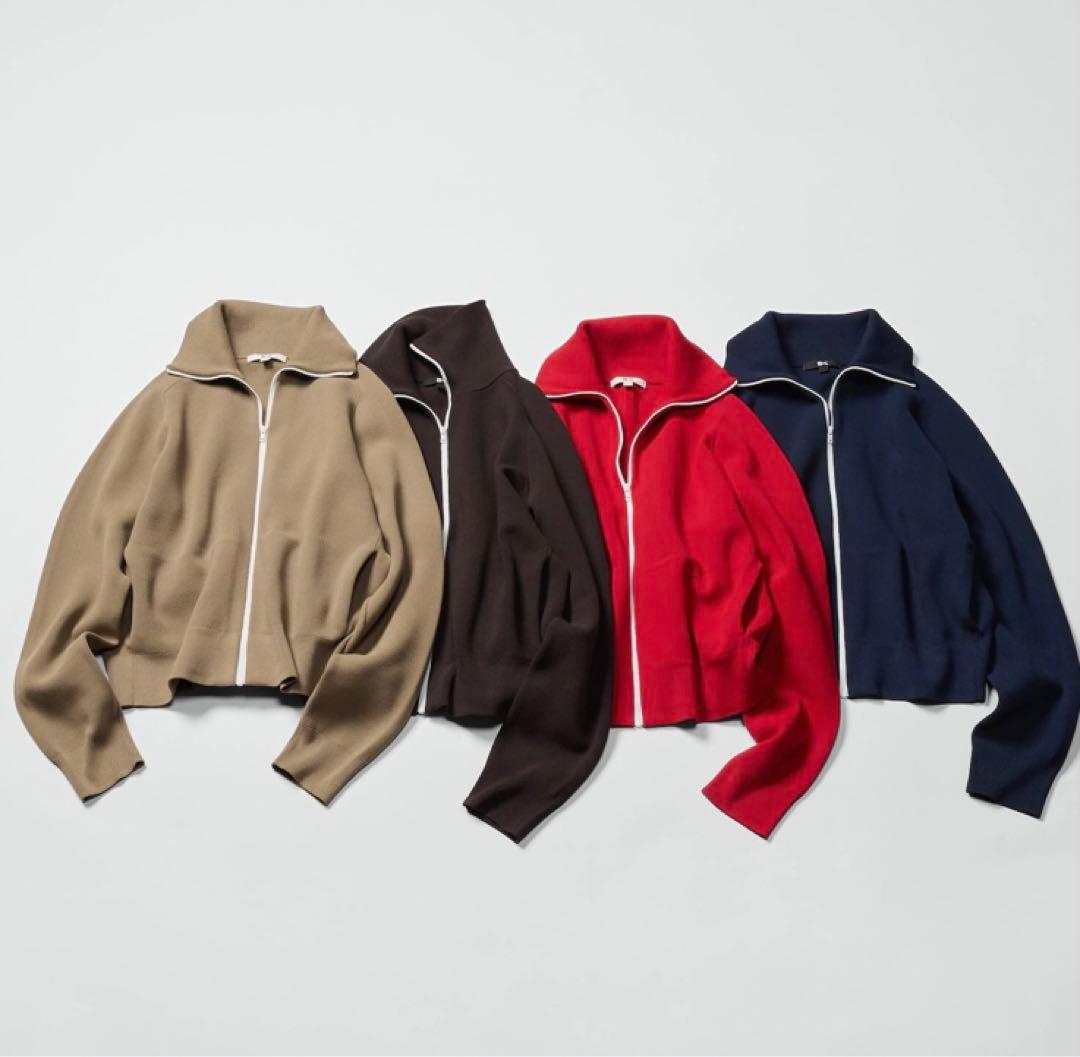 ユニクロC　ミラノリブフルジップカーディガン XL ベージュ　/ ④