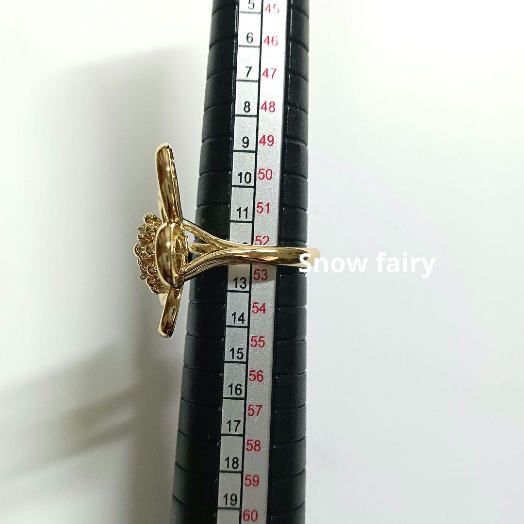 レースフラワーモチーフリング　ビックフラワーリング　イエローゴールドカラー