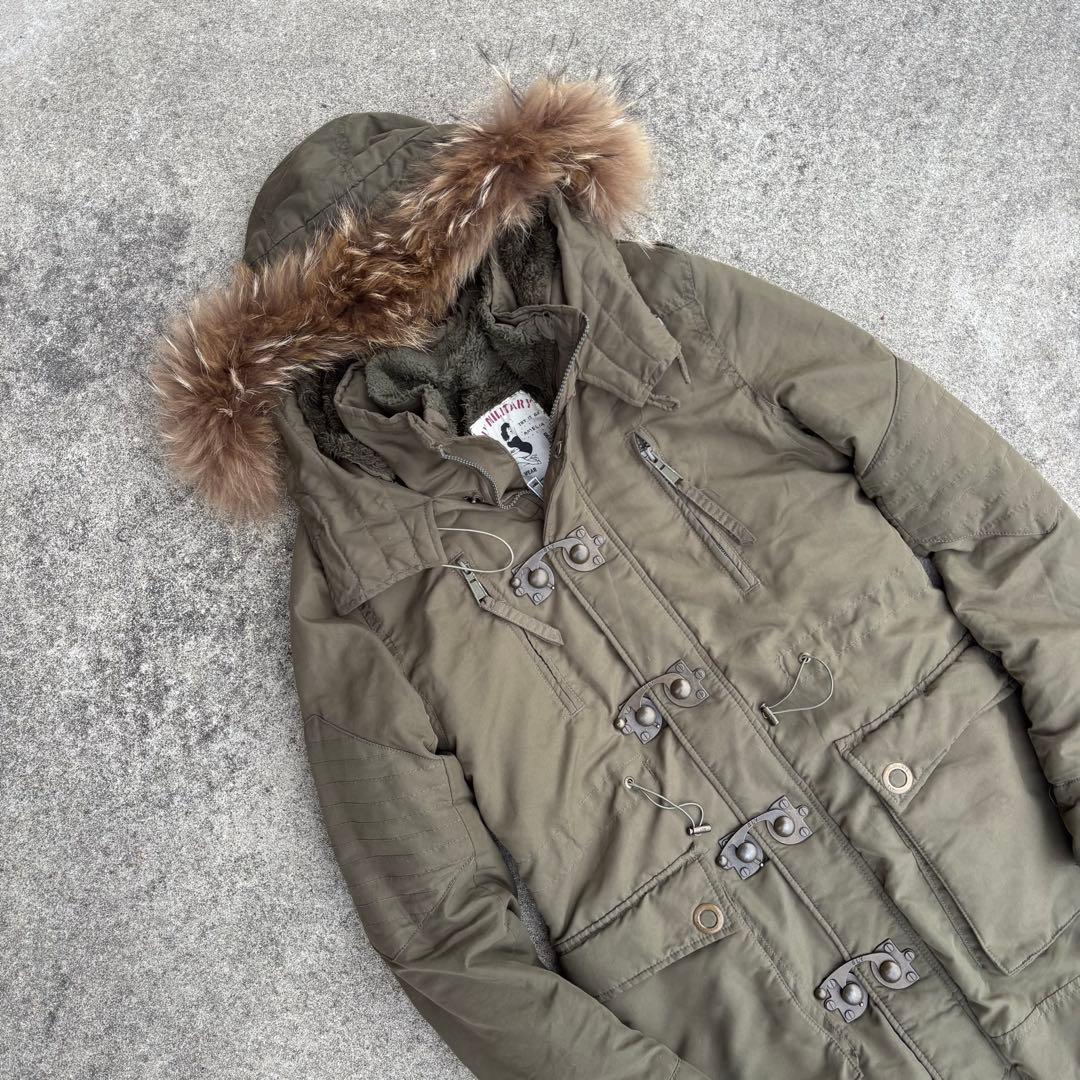 平成ギャル y2k グランジ ファー付 モッズコート ダークコア メタルギミック