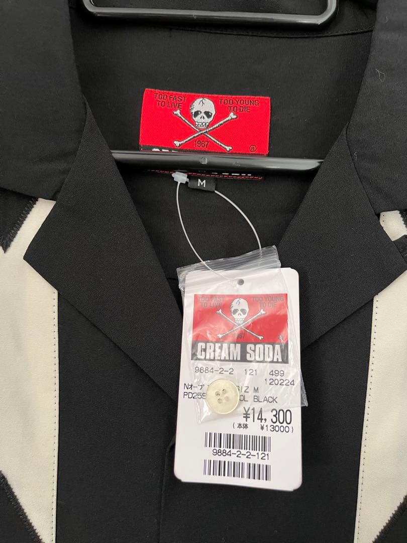 新品 CREAM SODA クリームソーダ レーヨン 長袖シャツ M 黒
