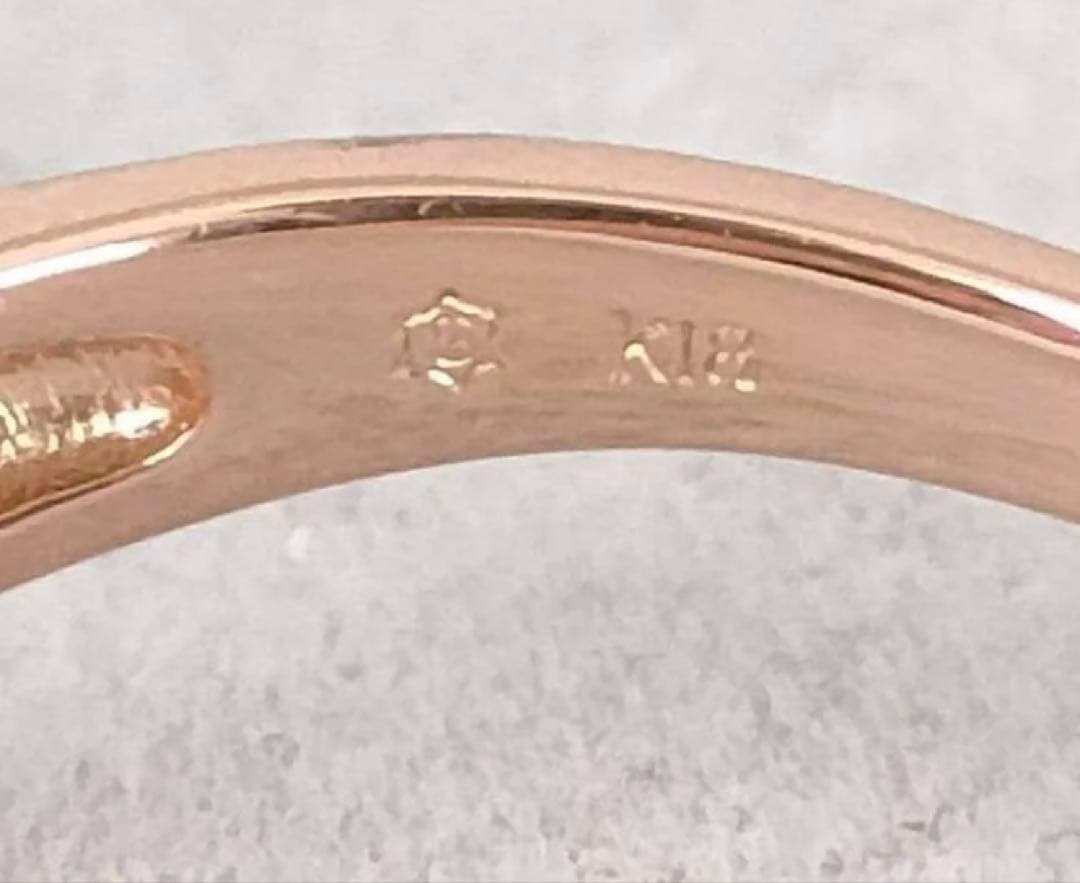 18金 K18PG ダイヤ0.2ct付き カーブリング 2.27g 15号