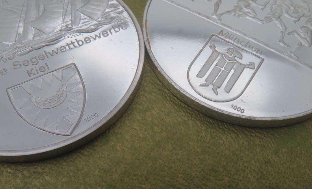 798、純銀　純銀メダルミュンヘンオリンピック公式記念メダル刻印 約59.96g