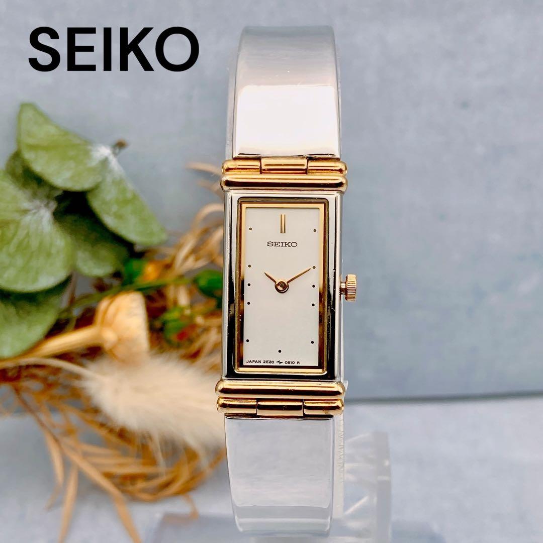 【稼動品】SEIKO バングルウォッチ レディース腕時計 スクエア　シルバー