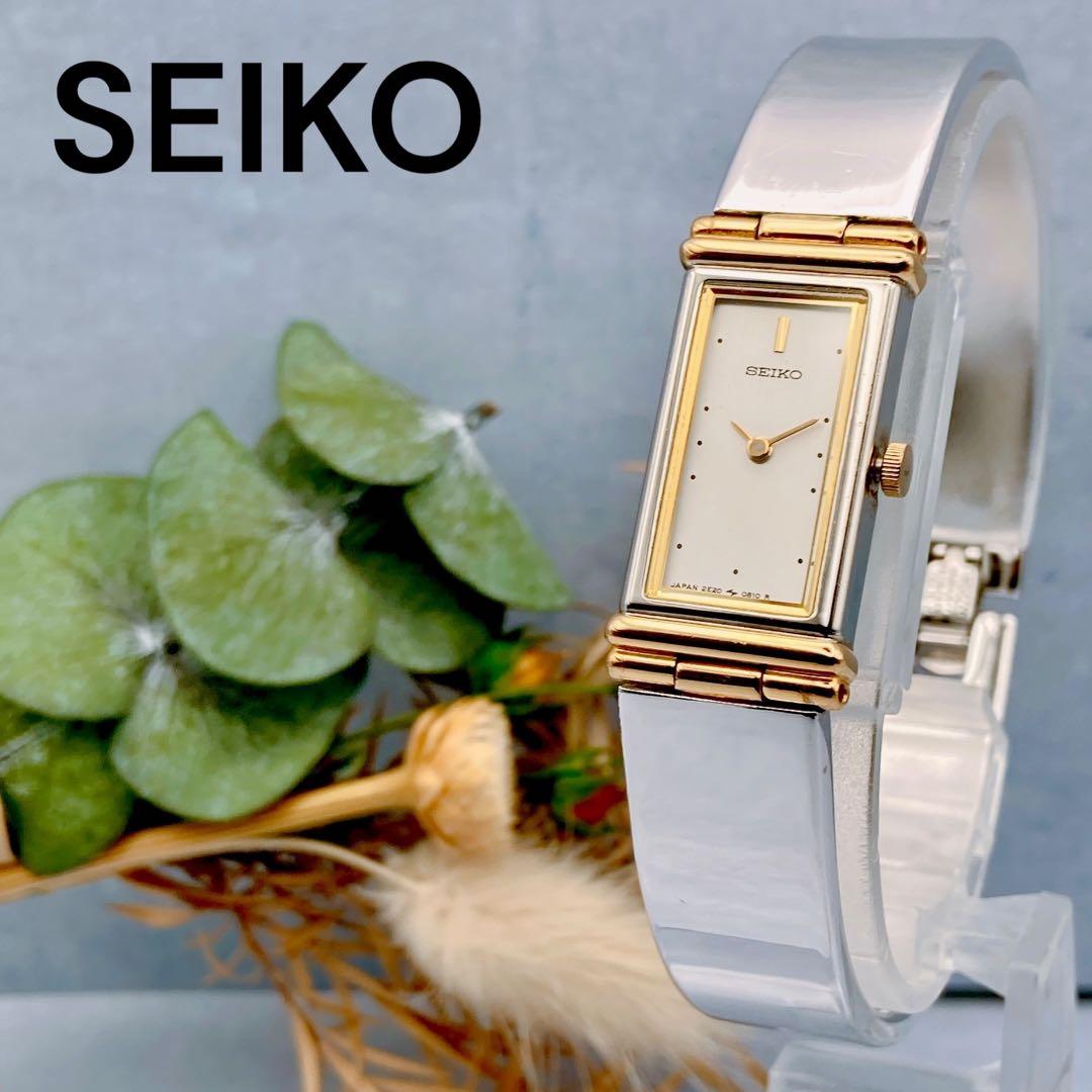 【稼動品】SEIKO バングルウォッチ レディース腕時計 スクエア　シルバー