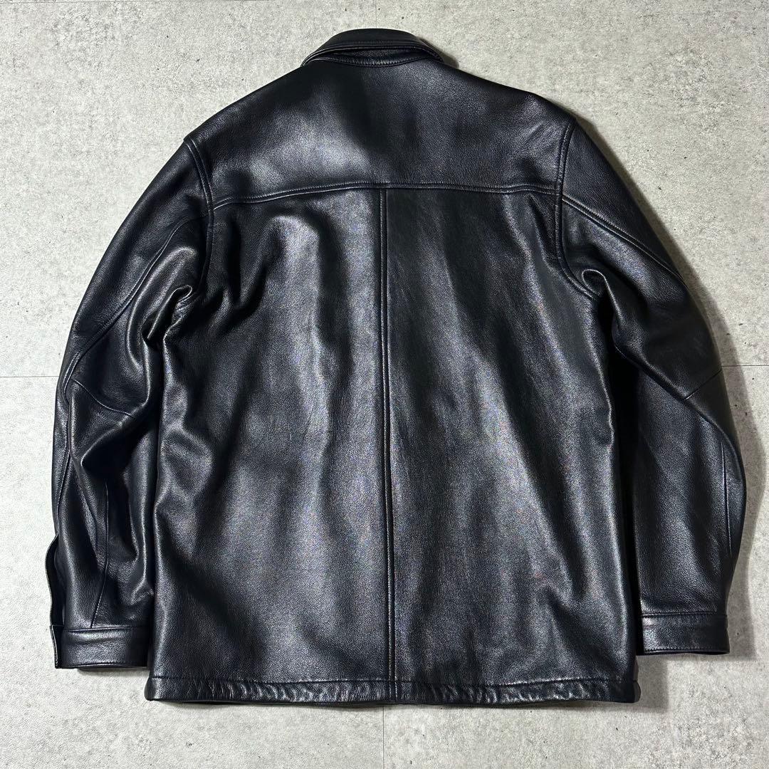 ほぼ未使用 Schott コーチジャケット レザーシャツ M 黒 ラムレザー