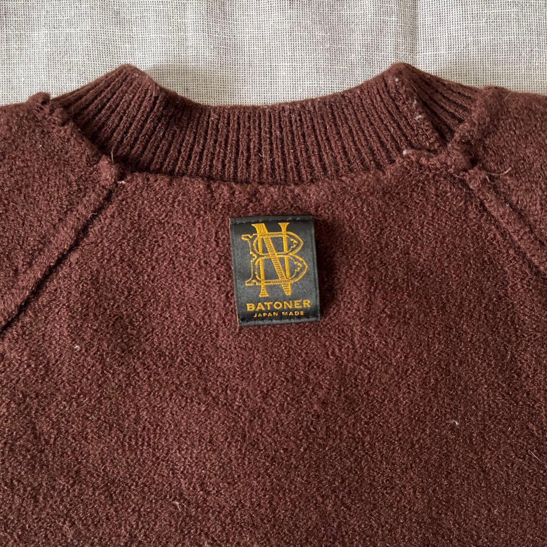 BATONER ウール ニット ラグランスリーブ ブラウン