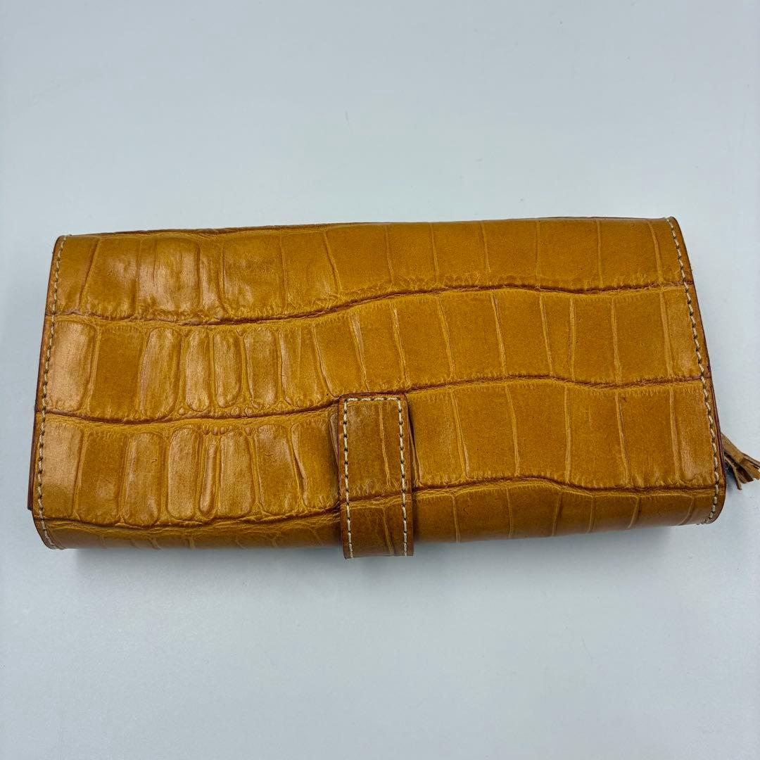 極美品】フェリージ　長財布　コロコロ　クロコ型押し　イエロー
