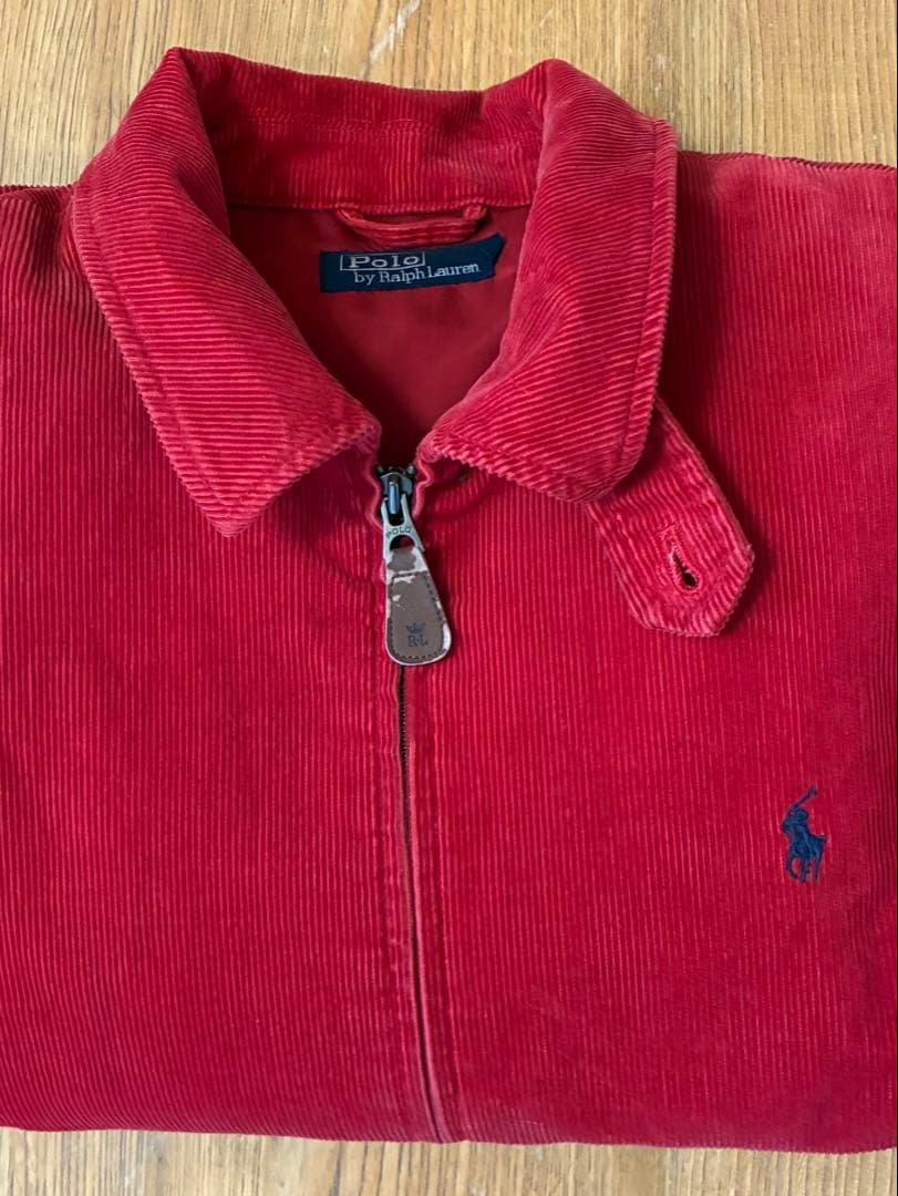 レア　　ラルフローレン　レッド コーデュロイ ジップアップジャケット