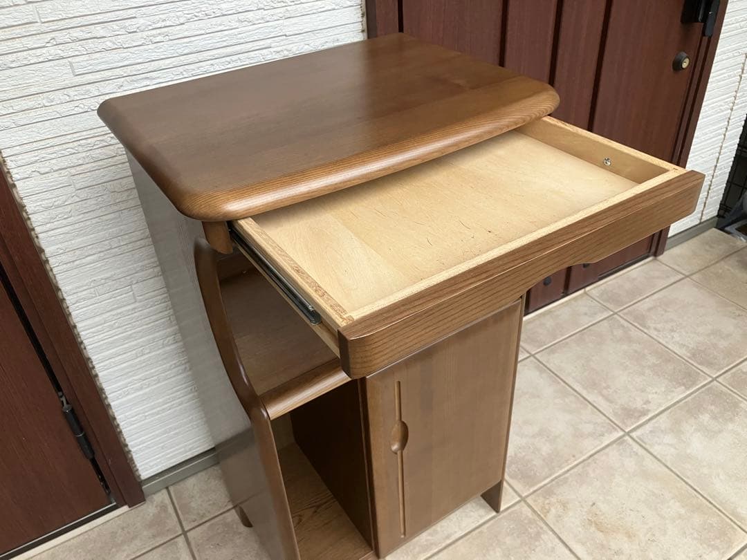 カリモク ◉Karimoku 電話台 引き出し・扉付き収納 コンセント付き