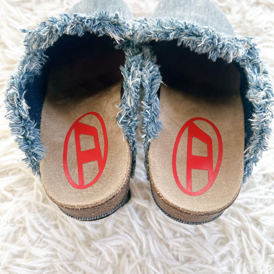 美品　近年　ディーゼル　デニムミュール　チャンキーヒール　ライトブルー 24.5